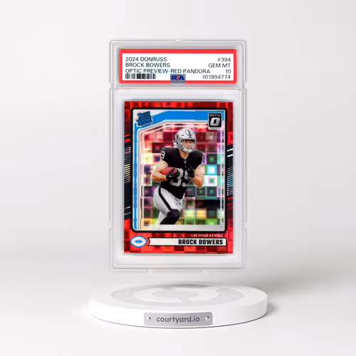 2024 Panini Donruss #394 Brock Bowers - Optic Preview-Red Pandora (PSA 10 GEM MINT)