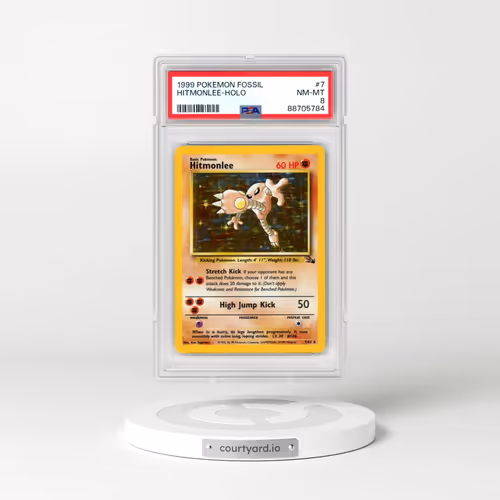 1999 Pokémon Fossil #7 Hitmonlee - Holo (PSA 8 NM-MT)