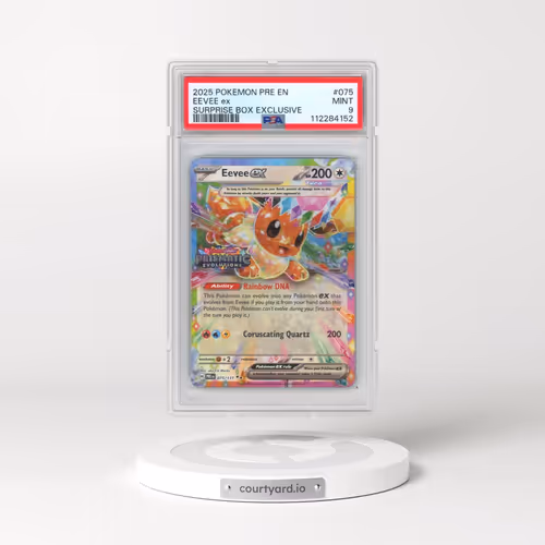 2025 Pokémon Pre EN-Prismatic Evolutions #075 Eevee EX - Holo Surprise Box Exclusive (PSA 9 MINT)