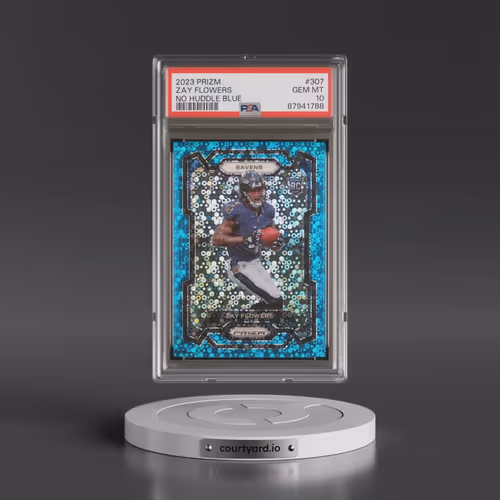 2023 Panini Prizm #307 Zay Flowers - No Huddle Blue (PSA 10 GEM MINT)