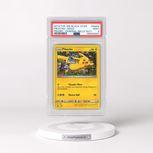 2016 Pokémon SM Black Star Promo #SM04 Pikachu - Holo General Mills 2017 (PSA 9 MINT)