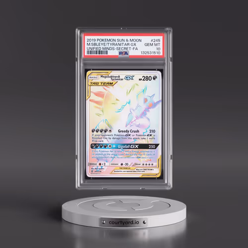 2019 Pokémon Sun & Moon Unified Minds #245 Mega Sableye & Tyranitar GX - Holo Full Art Secret (PSA 1