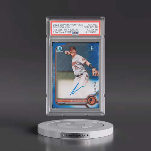 2022 Bowman Chrome Prospect Autographs #CPAGC Greg Cullen - Hta Choice Refractor (PSA 10 GEM MINT)