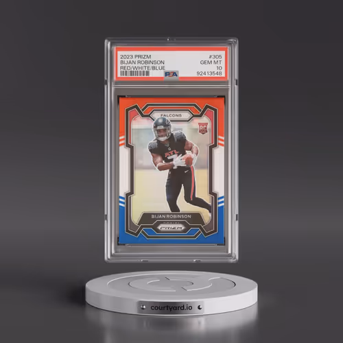 2023 Panini Prizm #305 Bijan Robinson - Red/White/Blue Prizm (PSA 10 GEM MINT)