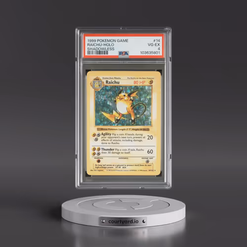 1999 Pokémon Game #14 Raichu - Holo Shadowless (PSA 4 VG-EX)