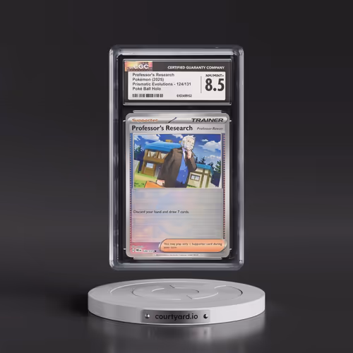 2024 Prismatic Evolutions - PRE EN #124/131 Professor's Research - Poké Ball Holo (CGC 8.5 NM-MT+)