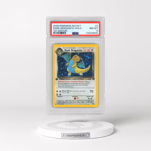 2000 Pokémon Rocket #5 Dark Dragonite - 1st Edition Holo (PSA 8 NM-MT)