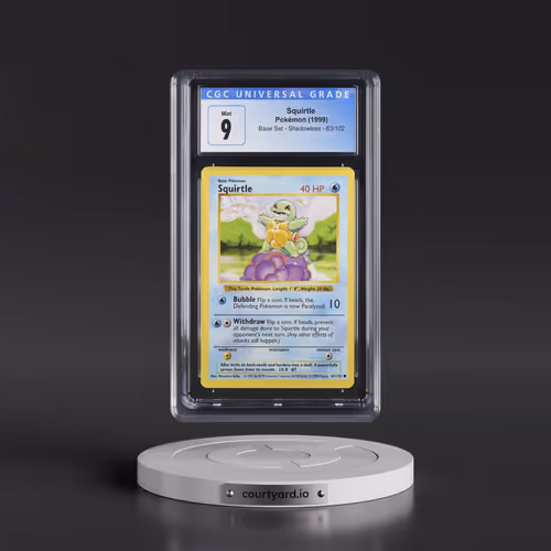 1999 Base Set #63/102 Squirtle - Shadowless Shadowless (CGC 9 MINT)