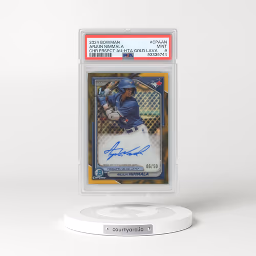 2024 Bowman Chrome Prospect Autographs #CPAAN Arjun Nimmala - Hta Gold Lava (PSA 9 MINT)
