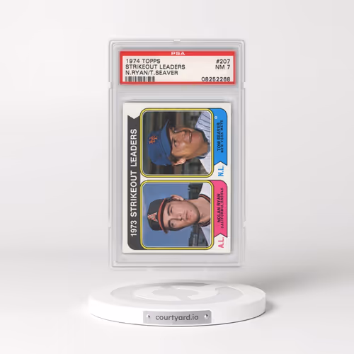 1974 Topps #207 Strikeout Leaders - N.Ryan/T.Seaver (PSA 7 NM)