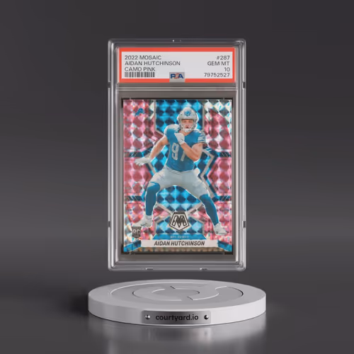 2022 Panini Mosaic #287 Aidan Hutchinson - Camo Pink (PSA 10 GEM MINT)