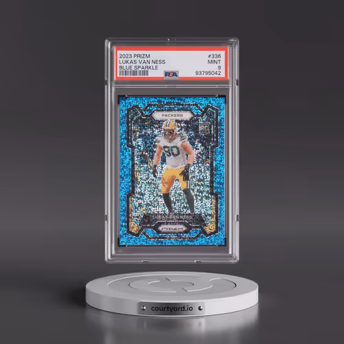 2023 Panini Prizm #336 Lukas Van Ness - Blue Sparkle (PSA 9 MINT)
