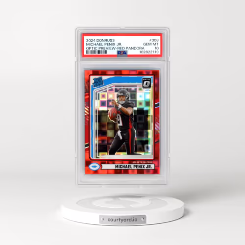 2024 Panini Donruss #308 Michael Penix Jr. - Optic Preview-Red Pandora (PSA 10 GEM MINT)