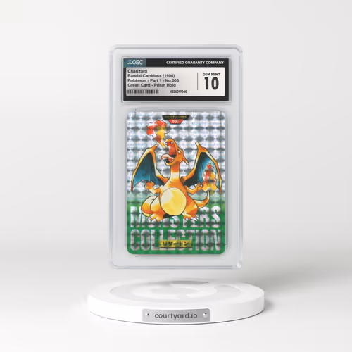 1996 Japanese Bandai Carddass #6 Charizard - Full Art Holo Green Card (CGC 10 GEM MINT)