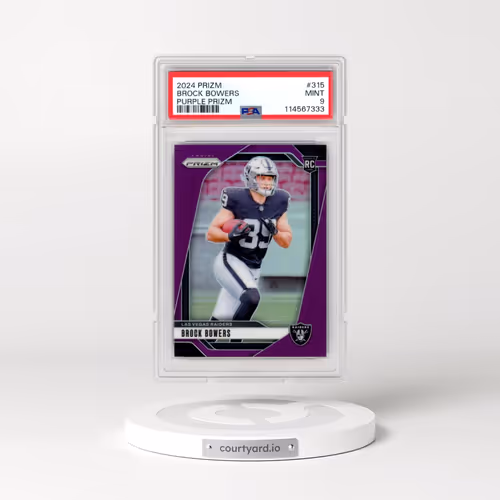 2024 Panini Prizm #315 Brock Bowers - Purple Prizm (PSA 9 MINT)