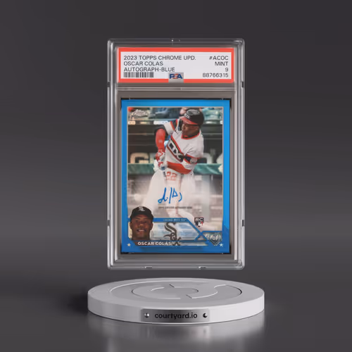 2023 Topps Chrome Update Autograph #ACOC Oscar Colas - Blue Refractor (PSA 9 MINT)