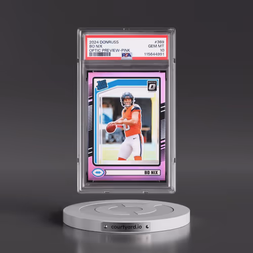 2024 Panini Donruss #369 Bo Nix - Optic Preview-Pink (PSA 10 GEM MINT)