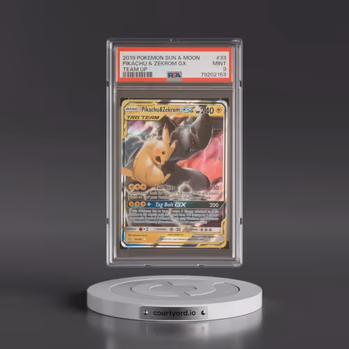 2019 Pokémon Sun & Moon Team Up #33 Pikachu & Zekrom GX - Holo (PSA 9 MINT)