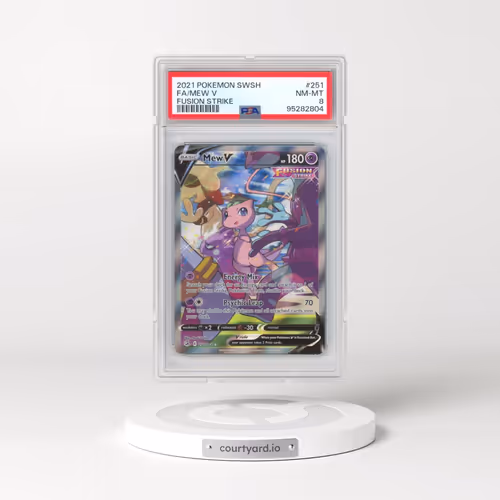 2021 Pokémon Sword & Shield Fusion Strike #251 Mew V - Holo Full Art (PSA 8 NM-MT)