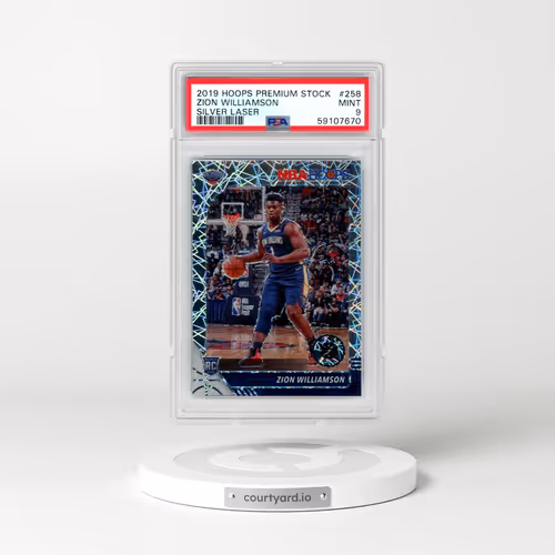 2019 Panini Hoops Premium Stock #258 Zion Williamson - Silver Laser (PSA 9 MINT)