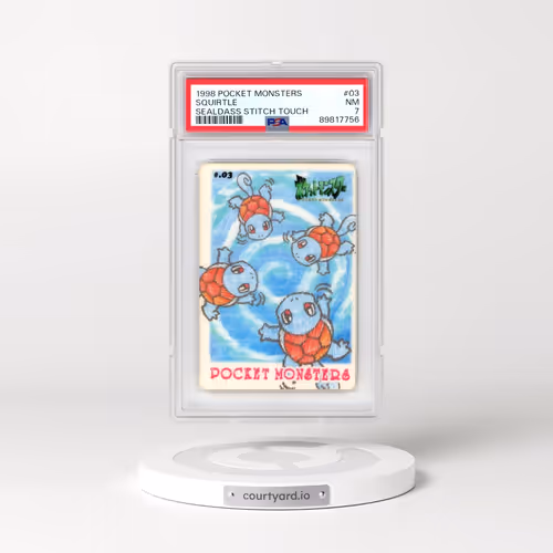 1998 Pocket Monsters Sealdass Stitch Touch #03 Squirtle (PSA 7 NM)