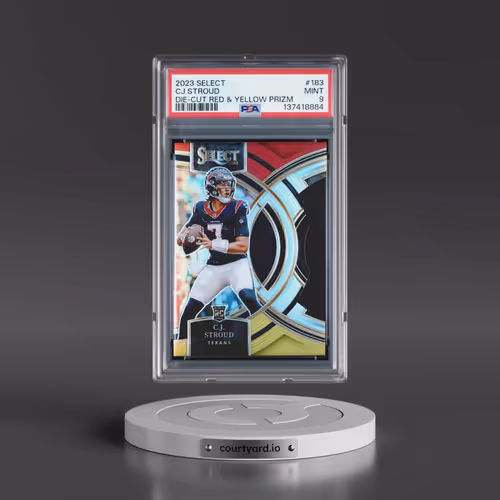 2023 Panini Select #183 CJ Stroud - Die-Cut Red & Yellow Prizm (PSA 9 MINT)