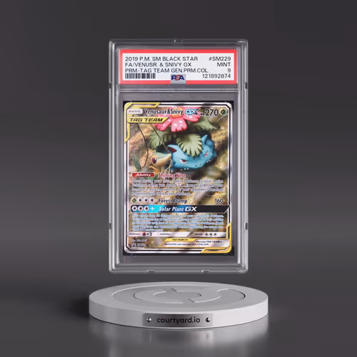 2019 Pokémon SM Black Star Promo #SM229 Venusaur & Snivy GX - Holo Full Art Tag Team Generations Pre