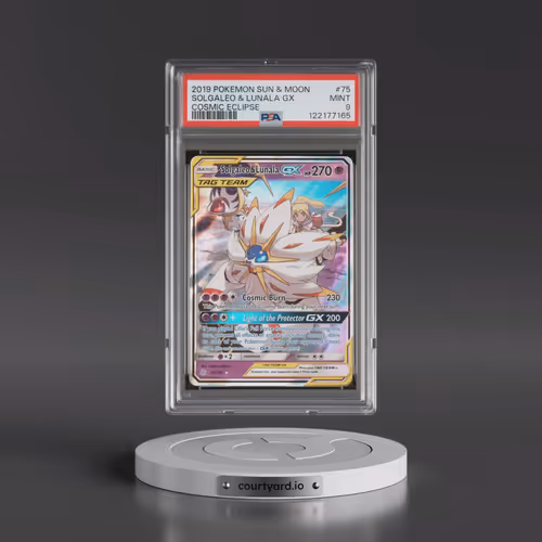 2019 Pokémon Sun & Moon Cosmic Eclipse #75 Solgaleo & Lunala GX - Holo (PSA 9 MINT)