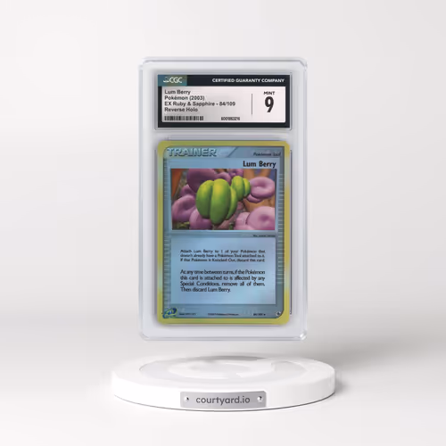 2003 EX Ruby & Sapphire (2003 Copyright, w/ "e" Symbol) #84/109 Lum Berry - Reverse Holo (CGC 9 MINT
