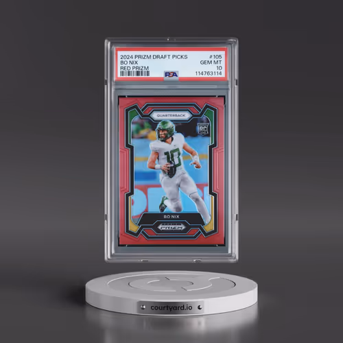 2024 Panini Prizm Draft Picks #105 Bo Nix - Red Prizm (PSA 10 GEM MINT)