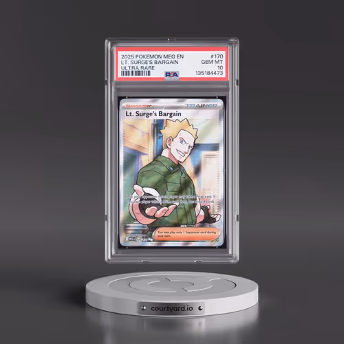 2025 Pokémon Meg EN-Mega Evolution #170 LT. Surge's Bargain - Ultra Rare (PSA 10 GEM MINT)