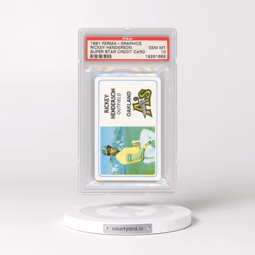 1981 Perma-Graphics Super Star Credit Card #19 Rickey Henderson (PSA 10 GEM MINT)