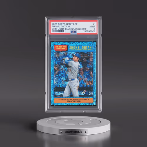 2025 Topps Heritage #1 Shohei Ohtani - Chrome-Light Blue Sparkle Refractor (PSA 9 MINT)