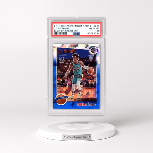 2019 Panini Hoops Premium Stock #297 Ja Morant - Blue Cracked Ice (PSA 10 GEM MINT)