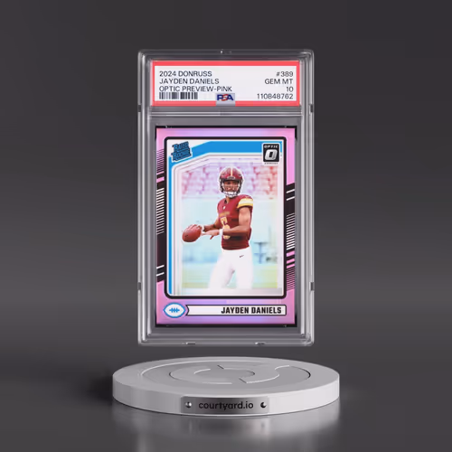 2024 Panini Donruss #389 Jayden Daniels - Optic Preview-Pink (PSA 10 GEM MINT)