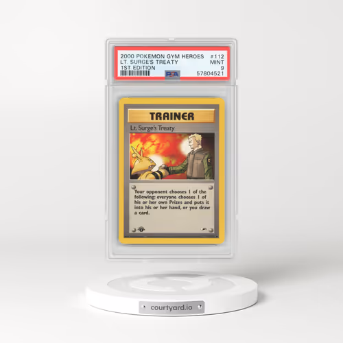 2000 Gym Heroes #112 LT. Surge's Treaty - 1st Edition (PSA 9 MINT)