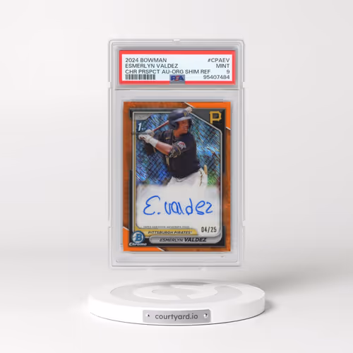 2024 Bowman Chrome Prospect Autographs #CPAEV Esmerlyn Valdez - Orange Shimmer (PSA 9 MINT)