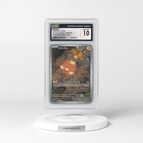2024 Pokémon Ssp EN-Surging Sparks #202 Stunfisk - Illustration Rare (CGC 10 GEM MINT)