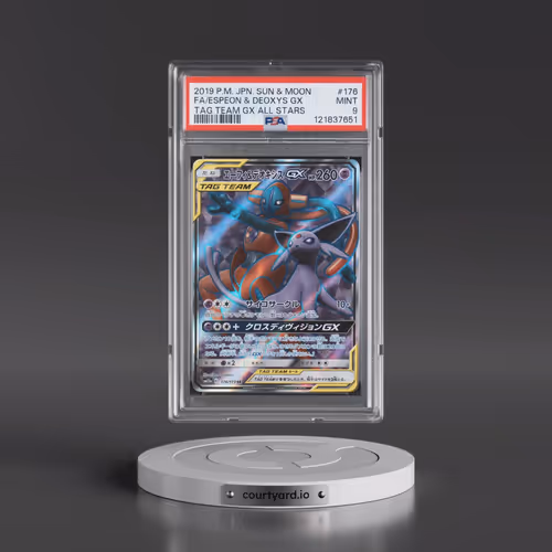 2019 Pokémon Sun & Moon Tag Team GX All Stars #176 Espeon & Deoxys GX - Holo Full Art (PSA 9 MINT)