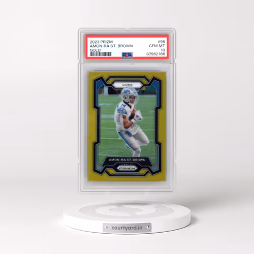 2023 Panini Prizm #96 Amon-RA St. Brown - Gold Prizm (PSA 10 GEM MINT)