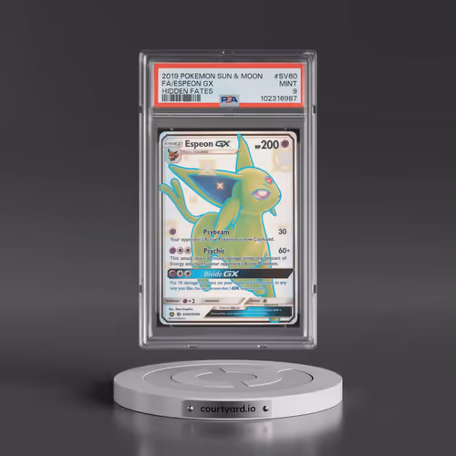 2019 Pokémon Sun & Moon Hidden Fates #SV60 Espeon GX - Holo Full Art (PSA 9 MINT)