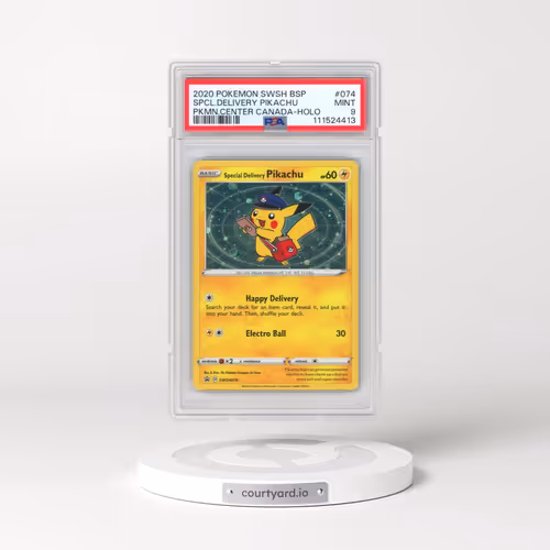 2020 Pokémon Swsh Black Star Promo #074 Special Delivery Pikachu - Holo Pokemon Center Canada (PSA 9