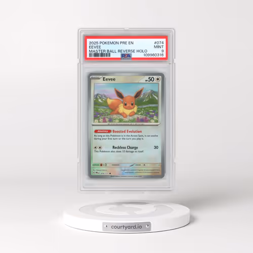 2025 Pokémon Pre EN-Prismatic Evolutions #074 Eevee - Reverse Holo Master Ball (PSA 9 MINT)