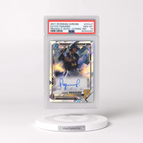 2021 Bowman Chrome Prospect Autographs #CPALP Liover Peguero - Atomic Refractor (PSA 10 GEM MINT)