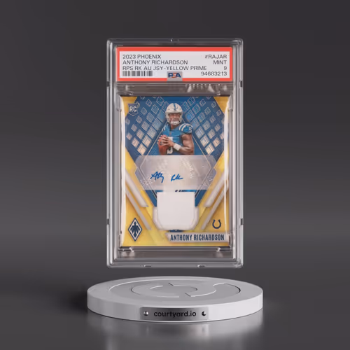 2023 Panini Phoenix Rps Rookie Auto Jersey #RAJAR Anthony Richardson - Yellow Prime (PSA 9 MINT)