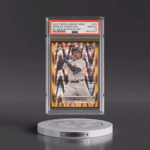 2022 Topps Chrome Sonic #223 Spencer Torkelson - SP-Gold Raywave Refractor (PSA 10 GEM MINT)