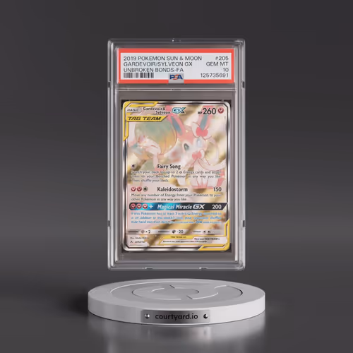 2019 Pokémon Sun & Moon Unbroken Bonds #205 Gardevoir & Sylveon GX - Holo Full Art (PSA 10 GEM MINT)