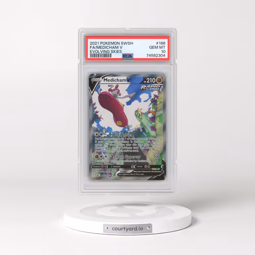 2021 Pokémon Sword & Shield Evolving Skies #186 Medicham V - Holo Full Art (PSA 10 GEM MINT)