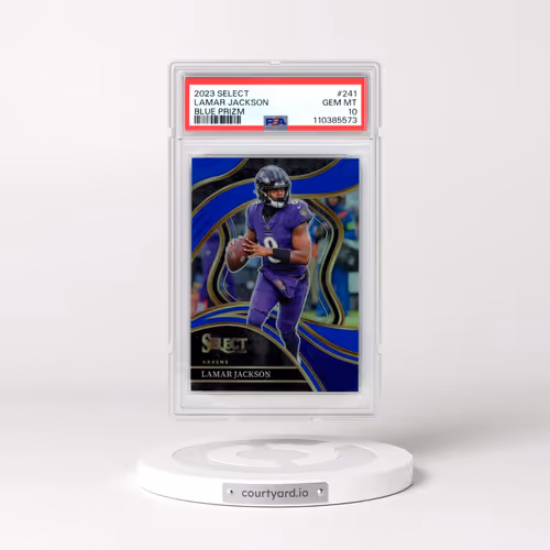 2023 Panini Select #241 Lamar Jackson - Blue Prizm (PSA 10 GEM MINT)