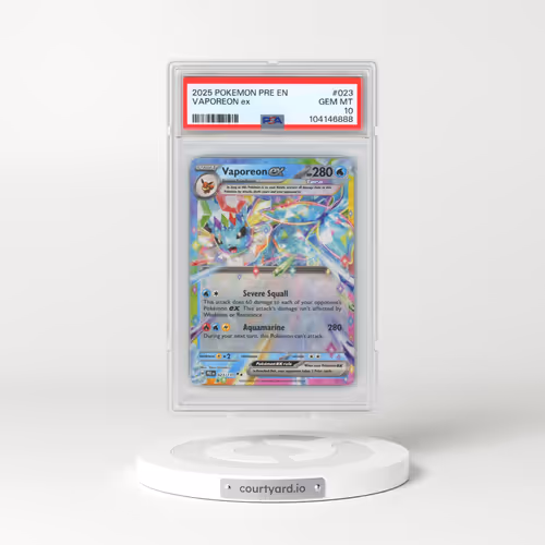 2025 Pokémon Pre EN-Prismatic Evolutions #023 Vaporeon EX - Holo (PSA 10 GEM MINT)